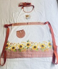 Sunflower Country Home Printed Fall Kitchen Tie Bib Apron W/ Pockets 20" x 30"