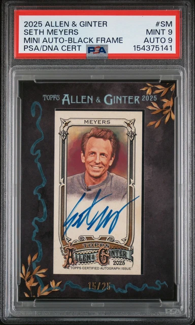 2025 Topps Allen & Ginter Seth Meyers Mini Framed Auto /25 PSA 9 AUTO 9