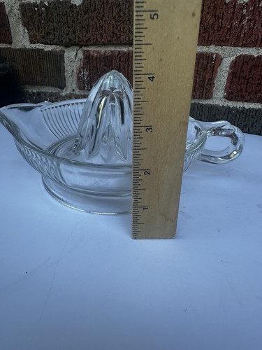 Vintage Pressed Glass Juicer Orange Lemon Citrus Squeezer Mid Century Modern - Photo 9/11