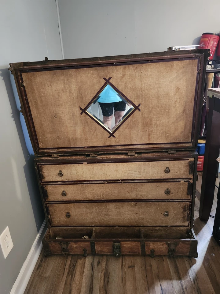 Baúl antiguo 1885 Stallman Co Cincinnati Ohio Cómoda Foto 3 de 4