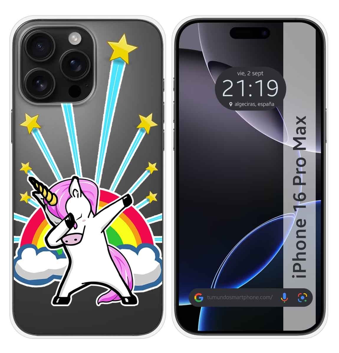 Cover Silicone Trasparente per IPHONE 16 Pro Max (6.9) Disegno Unicorno Disegno