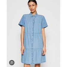 Gap tiered denim chambray shirt dress Mini western boho