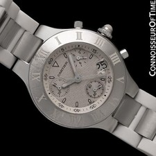 Cartier 21C Chronoscaph Ref. 2424 Men SS Watch - Mint with Papers & Warranty