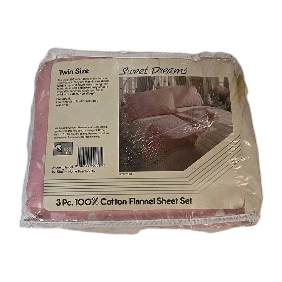 Juego de sábanas de franela 100 % algodón doble Sweet Dreams de colección floral rosa beige sábana Foto 2 de 4