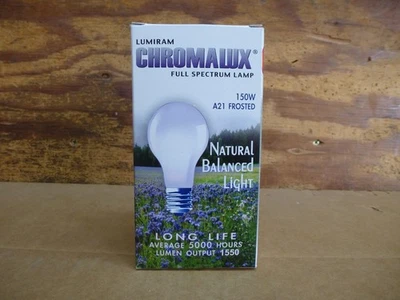 LUMIRAM CHROMALUX 150 WATT A21 FULL SPECTRUM NATURAL LIGHT BULB NEW LONG LIFE