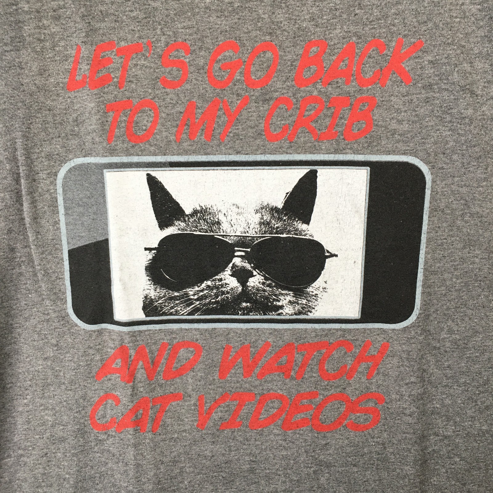 PONY T Shirt Uomo Grafica Grigio Gatto in Occhiali da Sole La Mia Culla e Guarda Gatto Video Taglia 2X