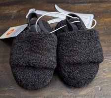 New Cat  Jack Avi Single Strap Faux Shearling Slippers Black Childs Sz S 5/6 