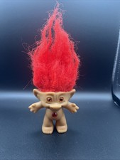 Vintage 3" Ace Novelty Treasure Troll Doll Red Colored Hair Belly Gem