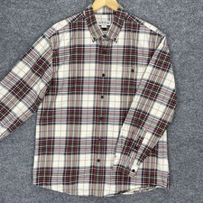Orvis Flannel Shirt Men s L Plaid Red/Beige Long Sleeve Button Up 100 Cotton