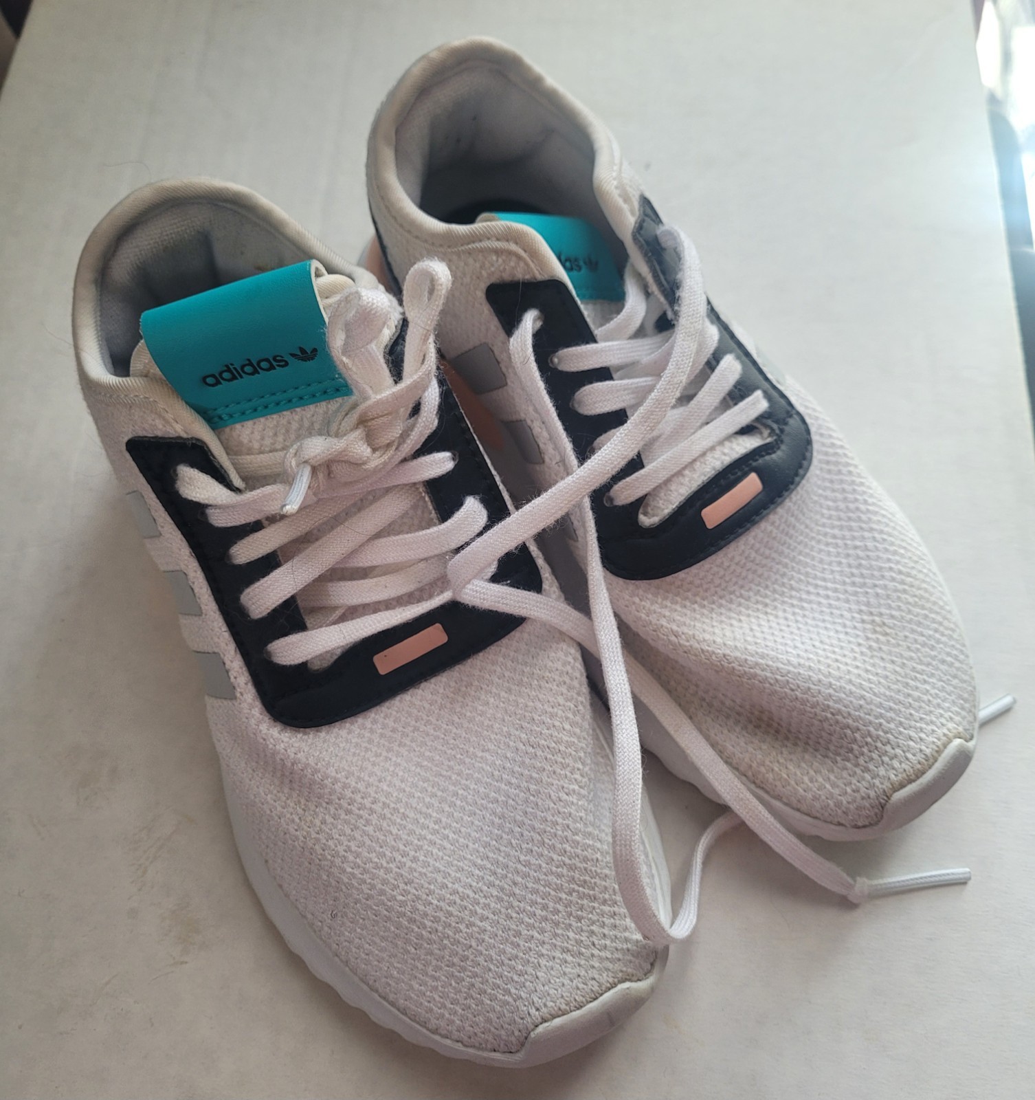 Adidas Kids Girls Eva Lace Up White Blue Black Pink Size 13K Adidas Kids Girls Eva Lace Up White Blue Black Pink Size 13K