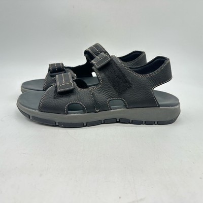 Clarks Men’s Black Leather Adjustable Strap Sandals Men main image 3
