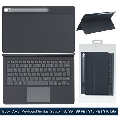 Samsung Book Cover Keyboard QWERTZ Case Galaxy Tab S9 S9FE S10FE S10Lite schwarz
