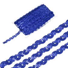 27 Yard Sequins Beaded Lace Trim 0.6 Inch Braid Trim Dark Blue