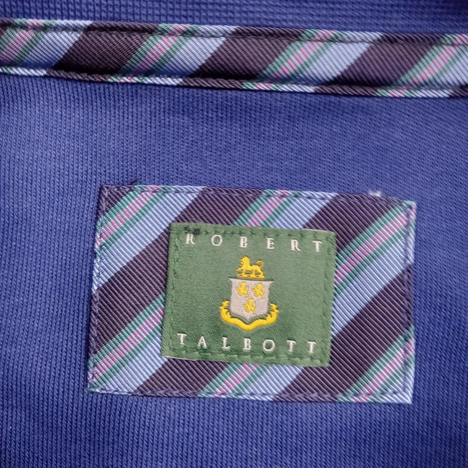 Robert Talbott Sweater Mens Medium Blue Pima Cotton Quarter Zip Knit Pullover - Image 4 of 4