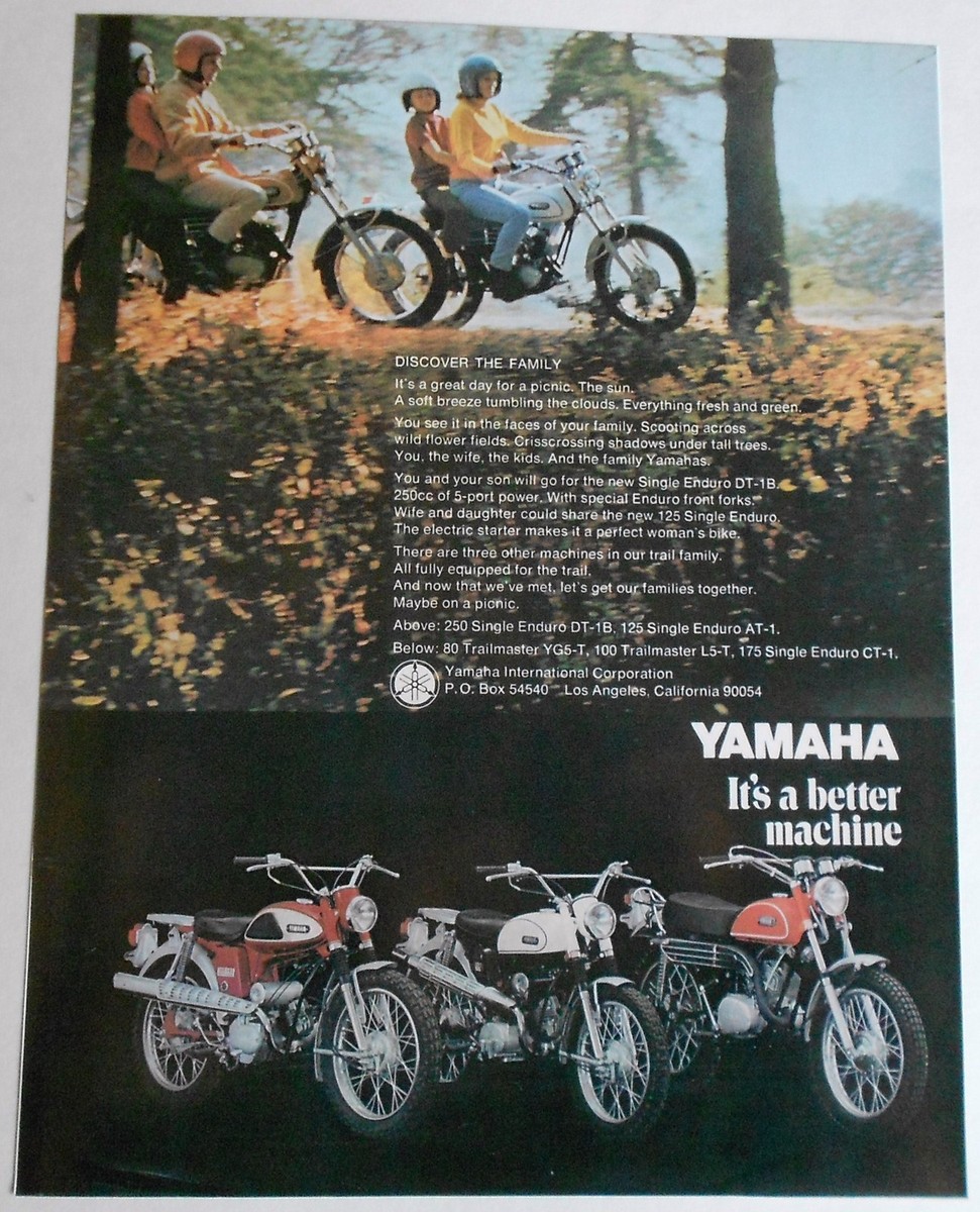 1969 YAMAHA DT1B 250 AT1 125 YG5T 80 L5T 100 SALES AD