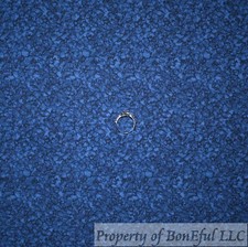 BonEFul FQ Cotton Quilt Dark Blue Tone Black Rock Mountain Scenic Calico Print S