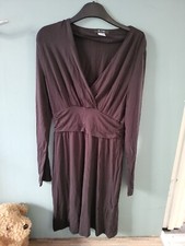 La Redoute Size 8 Black Knee Length Long Sleeve Wrap Style Dress (524/108/v)