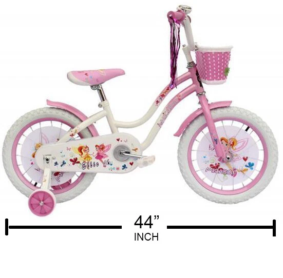 16 Zoll verstellbares Mädchen Kinderfahrrad mit Stützrädern, Korb & Klingel Geschenk Fahrrad - Bild 2 von 4
