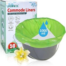 Commode Liners for Bedside Commode with Super Absorbent Pad 50 Pack Disposable B