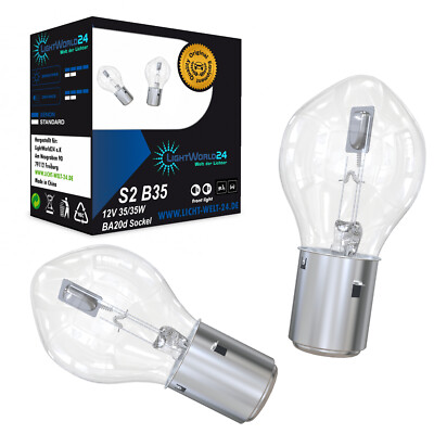 2x S2 12V 35/35W BA20d Bilux Moped Motorrad Birne Lampe Glühlampe Glühbirne