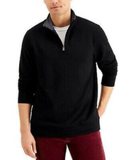 CLUB ROOM Black Fleece Lined Quarter 1/4 Zip Sweater NEW Small S