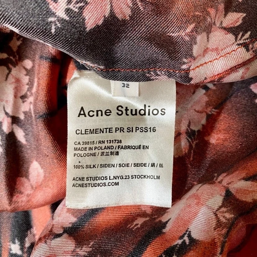 Abito midi Acne Studios Clemente in seta botanica con slip asimmetrico taglia 32 XXS 0