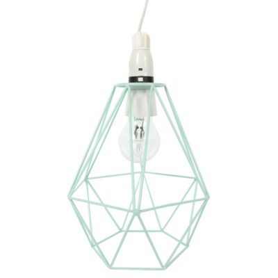 Metal Frame Lamp Pendant Wire Light Shade Modern Aqua Blue