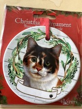 CALICO  CAT  CERAMIC CHRISTMAS ORNAMENT    NWT