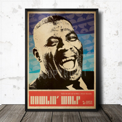 Howlin' Wolf Blues Kunst Poster John Lee Hooker Lead Belly Muddy Waters B.B. König