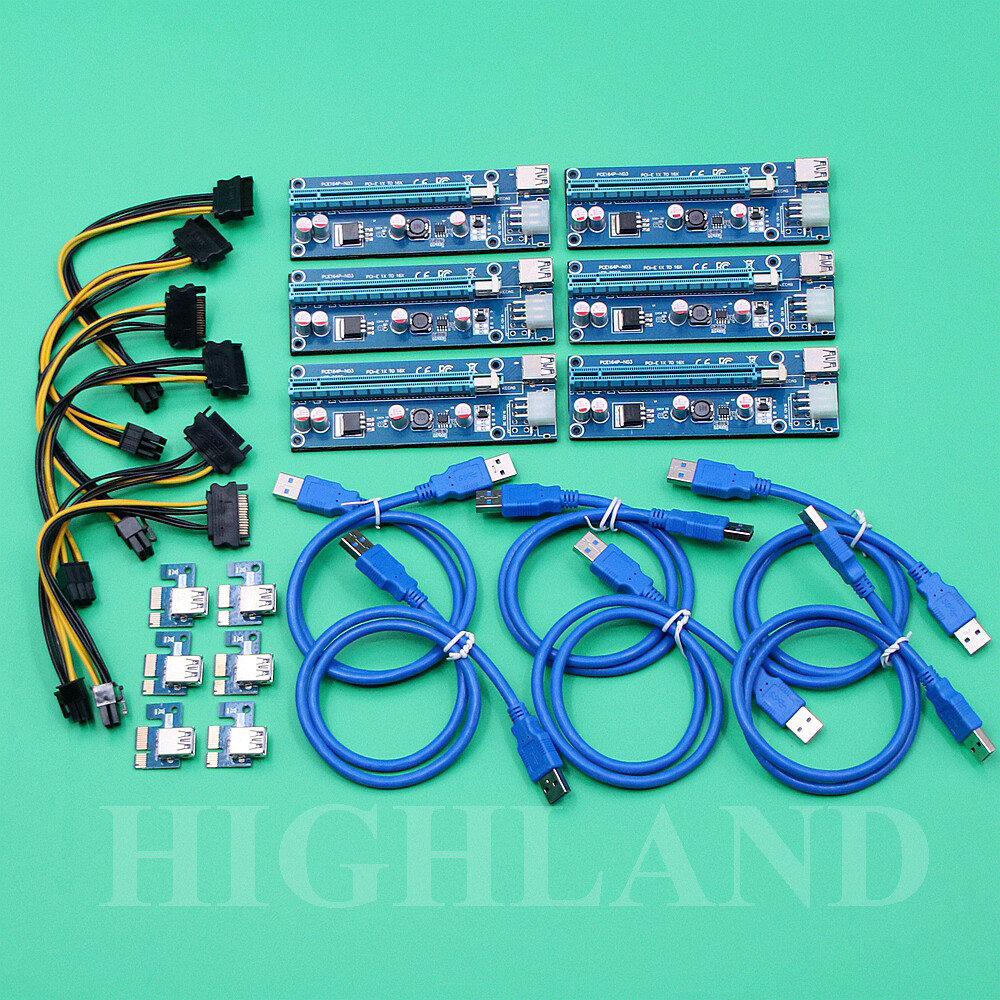 Nubeter 6-Pin Powered PCI-E PCI Express Riser VER 006C 1X to