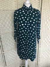 Size 10 Dark Green Spotted Spotty Shirt Dress Short Mini Atmosphere A-Line