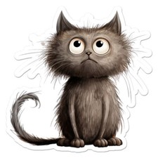 Cute Grey Cat, Vinyl Decal Sticker, Indoor Outdoor, 3 Sizes, 11762