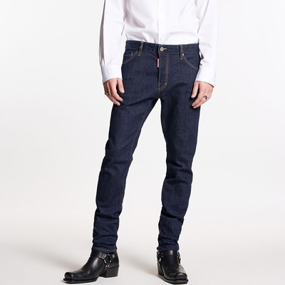 Herrenjeans Dsquared2 S74LB1134 Dark Rinse Wäsche Cool Kerl D2 Marineblau PE24