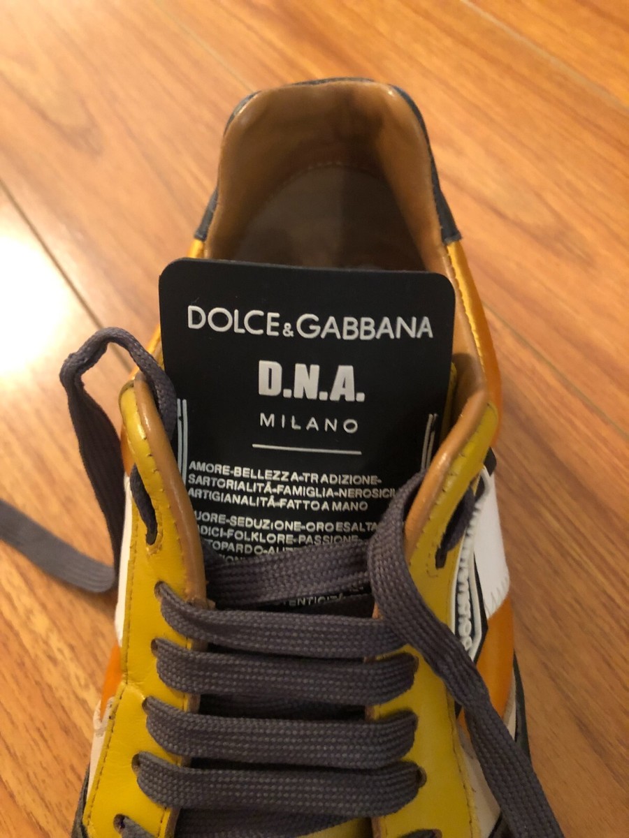 DOLCE & GABBANA Miami Nylon & Leather Sneaker Size 10 Yellow 11.5 
