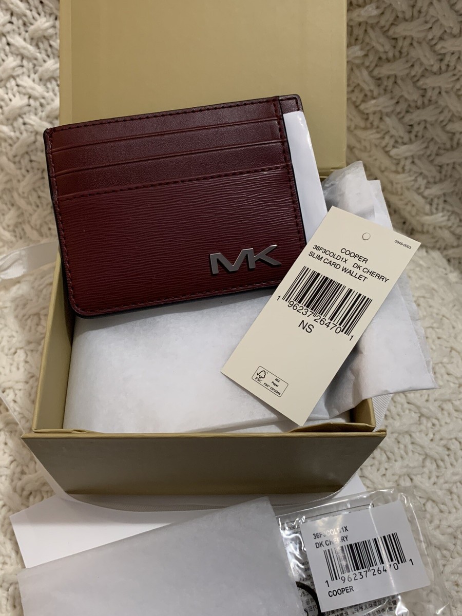 NWT 🌺 Michael Kors Cooper Slim Card Wallet Dark Cherry 36F3COLD1X