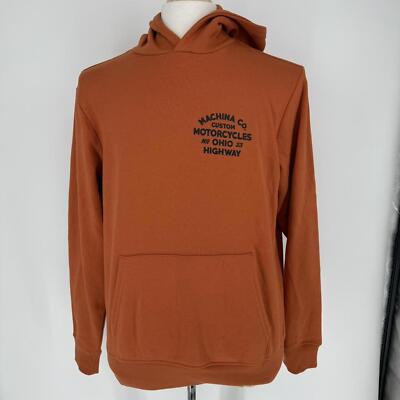 Threadbare orange und schwarz Machina Co. Custom Motorcycles Hoodie. 22'' PTP