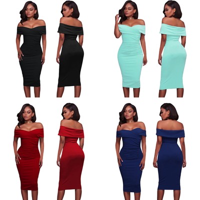 cross over off shoulder ruched bodycon dress