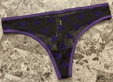 NWT VICTORIA'S SECRET PURPLE HALLOWEEN MESH VELVET WITCH HAT RARE THONG PANTIES