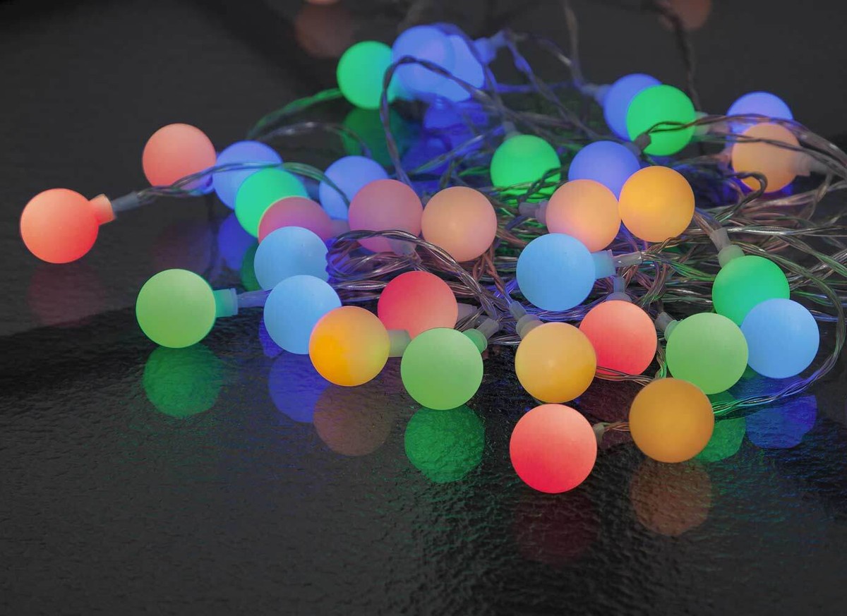 LED Lichterkette Mit Rillenkugeln – 6,5 M, 50 LEDs Bunt, 8 Modi, IP44 Für Innen & Außen