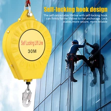 30m 98ft Selfs Retracting Lifeline Lanyard Fall Arrester Protection Brand New---