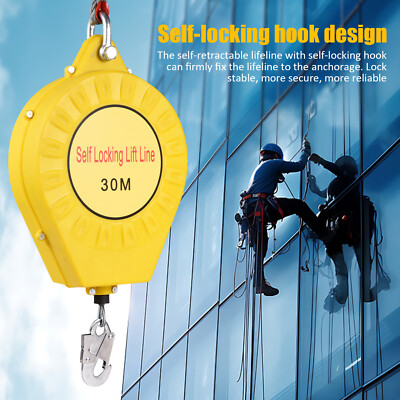 30m 98ft Selfs Retracting Lifeline Lanyard Fall Arrester Protection Brand New-
