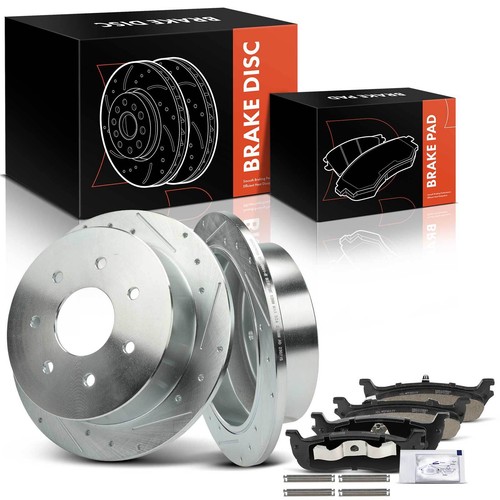 New Rear Drilled Brake Rotors + Ceramic Brake Pads for Ford F150 F150