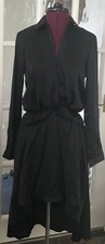 BNWT PRETTY LITTLE THING GABBIE BLACK SILKY WRAP OVER MIDI DRESS  12  #808
