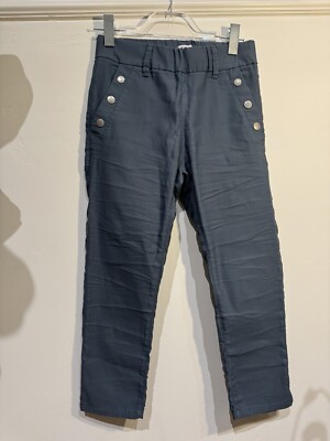 Bevy Flog Silver Button Detail Blue Canvas Pants Skinny Size 27