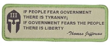 THOMAS JEFFERSON QUOTE SPARTAN HELMET TAB TACTICAL HOOK MULTICAM MORALE PATCH