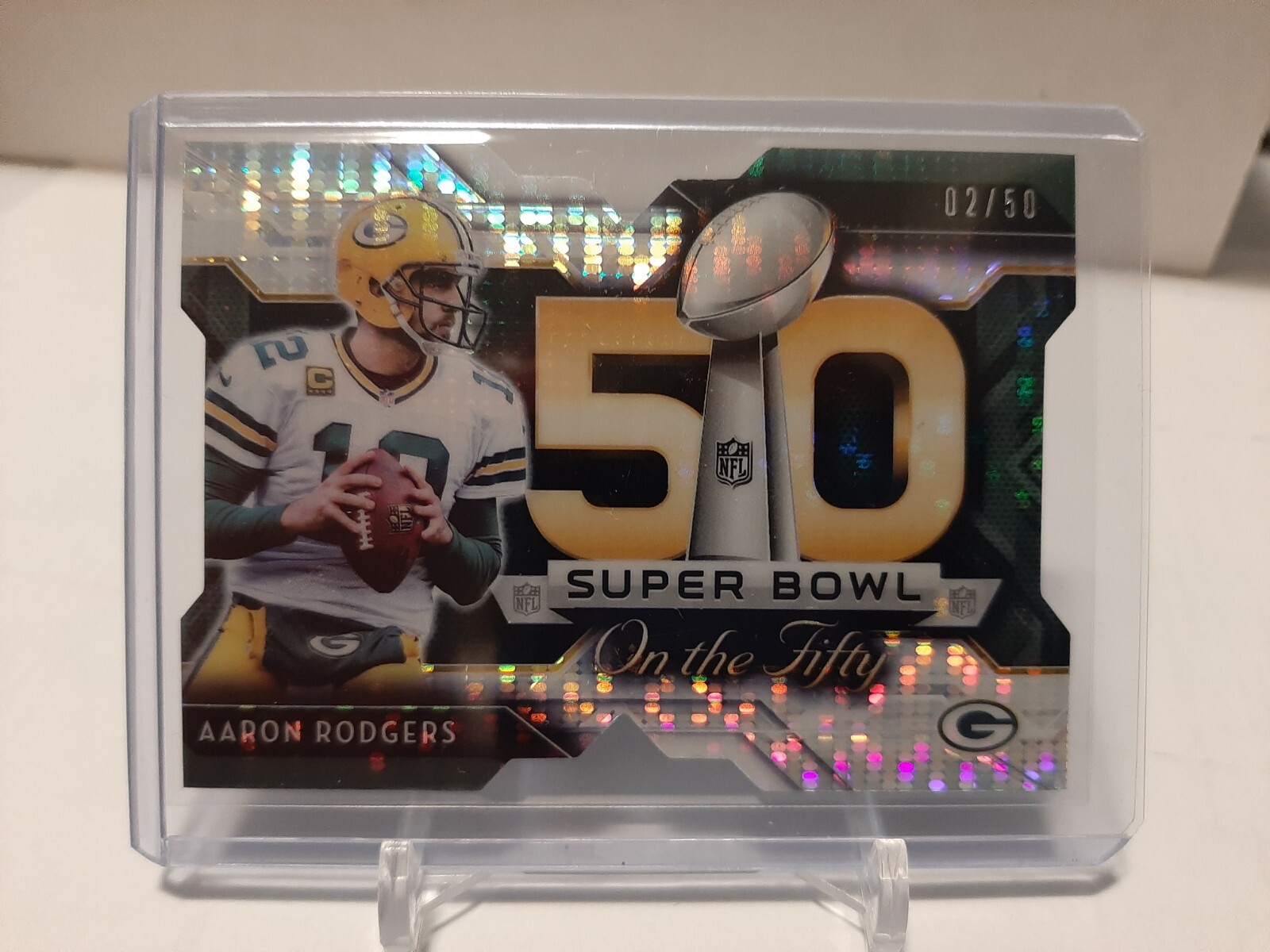 2015 TOPPS CHROME SUPER BOWL 50 DIE CUTS PULSAR - AARON RODGERS #ED 02/50