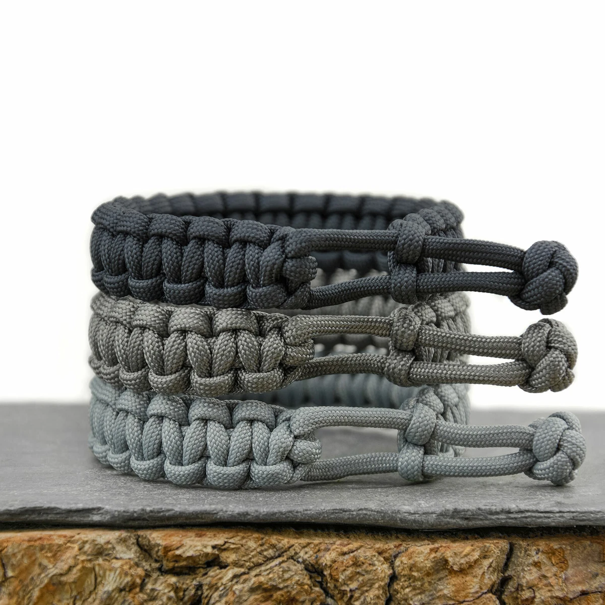 Mad Max Style Adjustable Paracord Survival Bracelet Anthracite Charcoal Grey