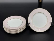 Set of (6) Raynaud Ceralene CRINOLINE PINK 6.5” Porcelain Bread Plates Limoges