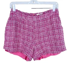 L'AGENCE Ashton Tweed Shorts Barbie Pink Size 6 Gingham Preppy Boho Chic Luxe