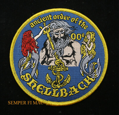 SHELLBACK PATCH US NAVY VETERAN EQUATOR CROSSING KING NEPTUNE PIN UP MERMAID WOW